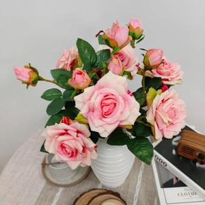 ATFL Fake Pink Roses Flowers, 6 Pcs Faux Silk Real Touch Moisturizing Artificial Pink Rose Flowers for Decoration DIY, Wedding Party, Home Office Decoration and Dining Table Centerpiece (6, Pink)
