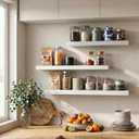 Fun Memories 32 Inch Floating Shelves for Wall, White Wood Wall Mounted Shelf with Invisible Bracket, 10 Inch Deep Large Shelves for Living Room Bathroom Bedroom, Set of 3, 10"D x 32"L-3P