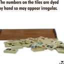 Hakan Turkish Okey Game Rummy Cube Game Rummy Cube Set with 4 Straight Wooden Racks Tile Holder and 106 Melamine Tiles Stones in Pouch, 13" x 3.15" x 2.36"