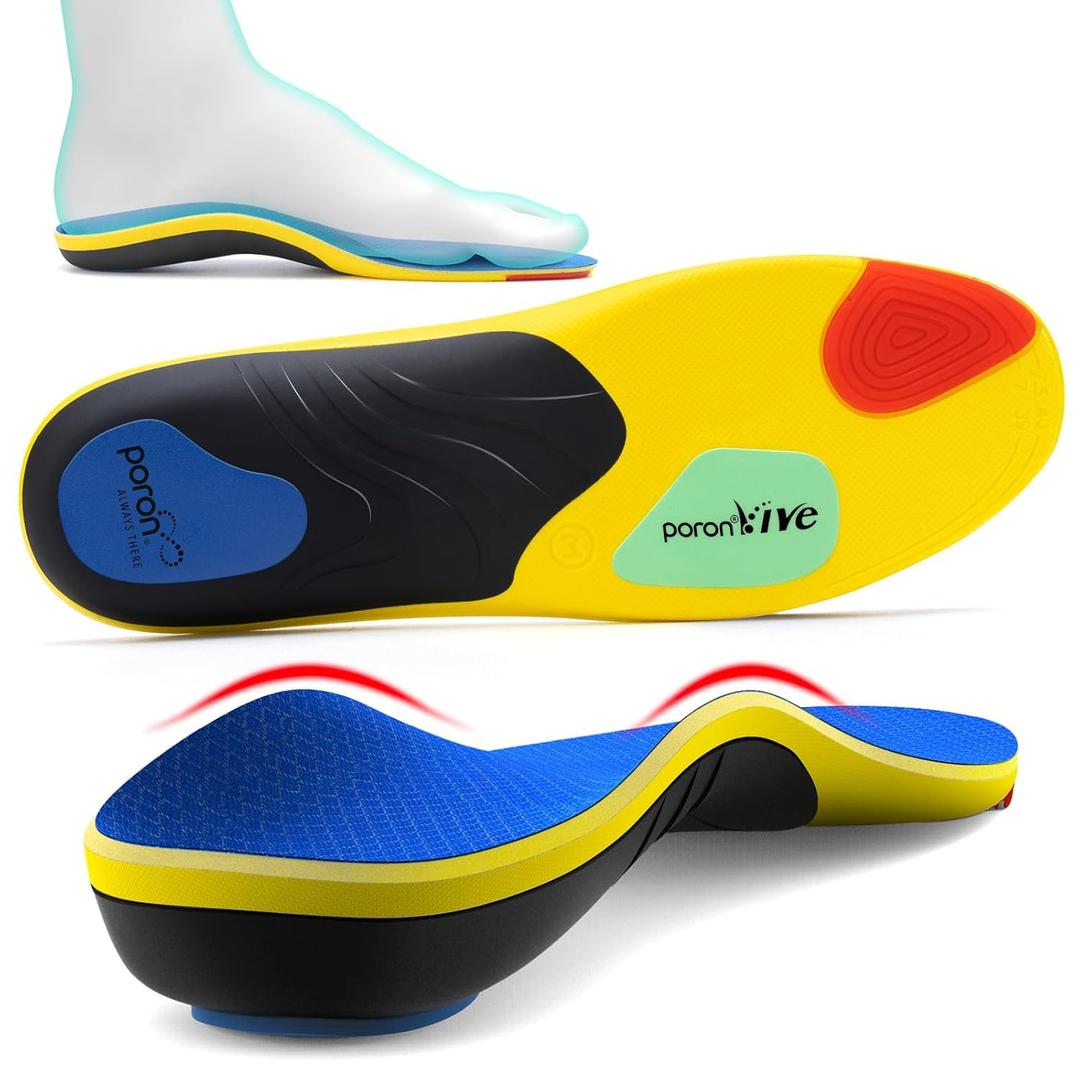 Professional Sport Insoles with Medium Arch Support and Shock Absorption for Plantar Fasciitis and Flat Feet Pain Relief in Men and Women, Orthotics Shoe Insert, Breathable & Anti-Slip, Blue, XS (XS Men's 4-5 | Women's 6-7)