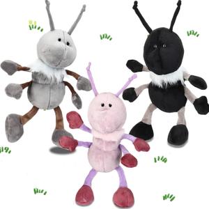 Shappy 3 Pcs 12 Inch Ant Plush Ant Stuffed Animals for Kids Ants Stuffed Animal with Scarf Soft Bug Toys for Boys Girls Birthday Party Favor Decoration(Purple, Gray, Black)