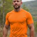 RGJU Mens Performance T Shirts Short Sleeve Athletic Fit(Orange,L) (Orange, L)