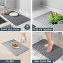 Stone Drying Mat for Kitchen Counter,Wavy Dish Drying Mat Instant Water Absorption,Fast Dry,non-slip,Heat-Resistant,Large Stone Drying Mat for Dishes and More (dark grey, 23.6*15.3in)