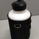 BUZIO 64oz Insulated Water Bottle with Straw Lid and Flex Cap, Stainless Steel Powder-Coat Water Flask, Keep Beverage Cold for 48 Hrs Hot for 24 Hrs Simple Thermo Canteen Mug, White and Black (Day & Night)