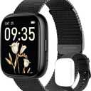 Smart Watch for Women Men, No Phone No APP Needed,1.83" Fitness Tracker Watch with Heart Rate/Step Tracker/Pedometer/Sleep, IP68 Waterproof Metal Smartwatch Compatible iOS Android (Carbon Black-Metal)