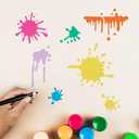 2pc Ink Splatter Wall Stencil for Painting, 11.8"x11.8" Brush Strokes Reusable Stencil for Wood Burning, Splatter Brushwork Paint Template DIY Craft Art Stencil on Wood Fabric Canvas Journal