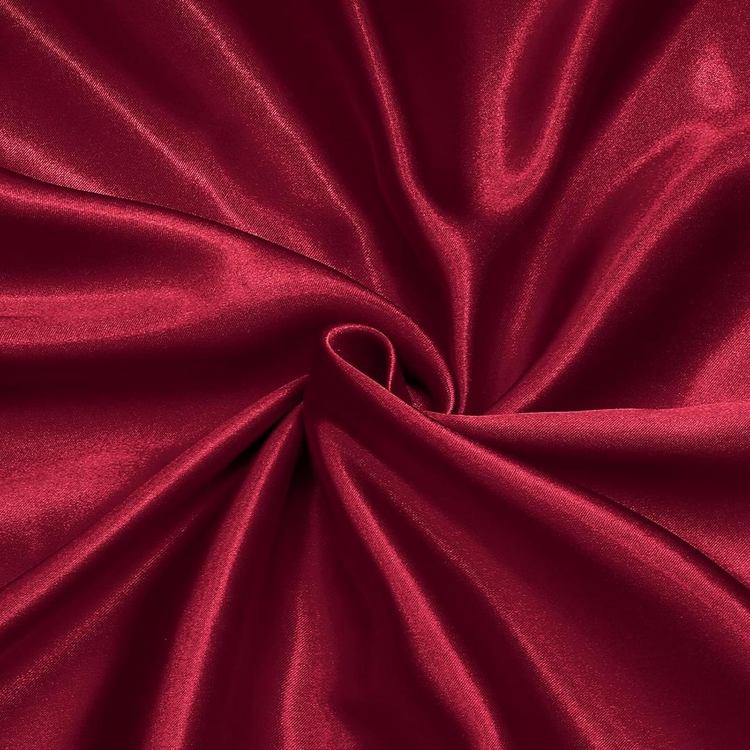 Homiest Burgundy Satin Fabric by The Yard, 5 Yards x 58 Inch Charmeuse Satin Fabric Silky & Shiny Cloth Fabric, Smooth Bridal Satin Fabric for Wedding Dress, Clothing Making, DIY Crafts, Sewing