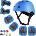 WayEee Kids Bike Helmet Set Skateboard Knee Pads, Helmet Pad Set Protective Gear Set Adjustable for Girls Kids 3-14 Helmet Elbow Pads Wrist Guards for Sport Cycling Bike Roller Skating Scooter