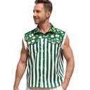 Giftdigger St Patricks Day Denim Vest for Men St Patricks Day Jacket Irish Denim Vest St.Patricks Sleeveless Jacket St.Patricks Costume Green,L