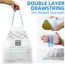 XUXRUS Small Trash Bags 3 Gallon Drawstring, White Garbage Bags for Bathroom Trash Can Unscented, Strong & Durable, Easy-Dispense Design, 50 Count Mini Trash Bags for Home Office