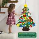 3.2Ft DIY Felt Christmas Tree Set for Kids Toddlers, 34 Hanging Ornaments Felt Christmas Tree with Light Wall Craft Kits for Xmas Party Office Decoration, New Year Door Wall Decorations