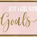 The Oliver Gal Artist Co. Typography Wall Art Canvas Prints Empowered Women Quotes and Sayings A Girl with Goals Blush Script Home Dcor, 24x30, Gold Frame