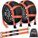 Nilight 2Pcs Tow Dolly Basket Straps with Flat Hook for 14-19 Tires Car Heavy Duty Wheel 11128LBS Break Strength with 2 Axle for Trailer