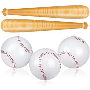 durony 5 Pieces Inflatable Baseball Set Including 2 Piece 31.5 Inch Baseball Bat Inflates 3 Piece 5.5 Inch Beach Baseball Sports Baseball Party Favors for Birthday Party Pool Beach Fun Sports Game