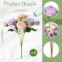 Geosar 8 Bundles Artificial Peonies Flowers Fake Silk Peony Bouquet Faux Peonies Flowers Bulk for Decoration Vase Floral Arrangements Wedding Party Table (Gray Purple,Light Purple)