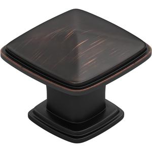 homdiy 25 Pack Cabinet Knobs Oil Rubbed Bronze Drawer Knobs Square Kitchen Hardware for Bathroom Cupboard,Zinc Alloy (Single Hole)
