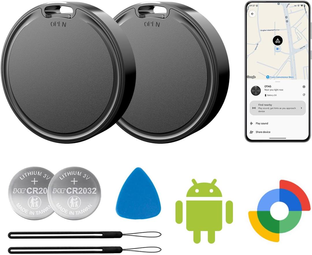 Air Tags for Android,Air Tags-2 Pack Android,Air Tracker Tags,2 Year Battery Life,Google Find Trackers for Google'S Find Hub App,IP65 Waterproof Luggage Tracker Tags for Keys