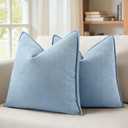 MIULEE Pack of 2 Light Blue Decorative Pillow Covers 22x22 Inch Soft Chenille Luxurious Couch Throw Pillows Farmhouse Cushion Covers Euro Shams Elegant Design for Sofa Bed Living Room Spring Decor