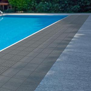 Tondiamo Drainage Pool Flooring Mats Swimming Pool Non Slip Mat PVC Splash Matting Mesh Hollow Doormat Roll for Outdoor Indoor Patio Restaurant Garage Kitchen Bathroom Bars (1 x 30 ft,Grey), 12.2" x 8.1"