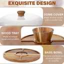 Acacia Wood Cake Stand with Lid, 6-in-1 Multifunctional Cake Plate, Cake Holder, Serving Tray, Fruit Platter, Salad Bowl, Dessert Table Display & Acrylic Cake Dome Cover