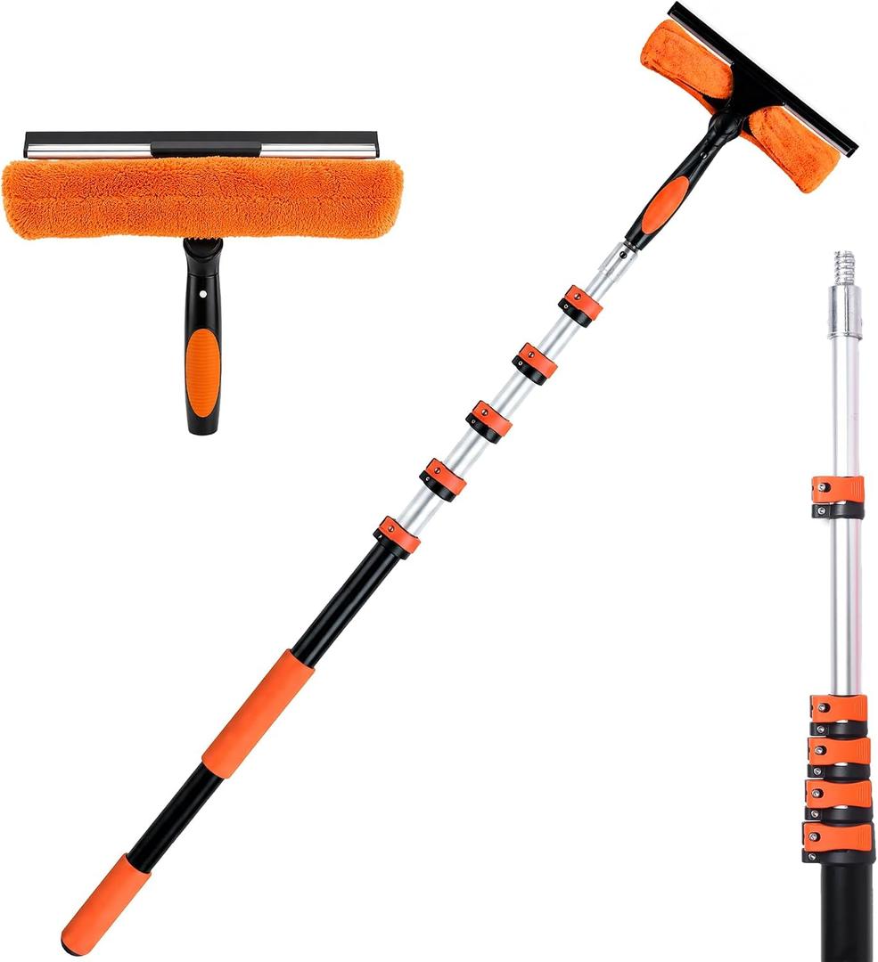 30FT Window Washing Kit, Squeegee with Telescopic Extension Pole, 5-24FT