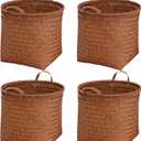 GIB Wicker Storage Baskets for Shelves, 11"x12" Round Woven Storage Cube Bins Organizer, Faux Rattan Wicker Blanket Basket for Organizing Clothes Toys Laundry Closet, 4 Pack, Brown (Large)