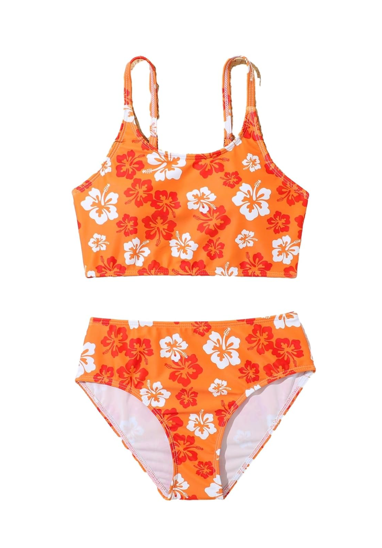 SOLY HUX Girl's 2 Piece Boho Swimsuit Floral Print Cami Top Bikini Set Swimwear, 11-12Y
