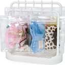 2 x Doll Clothes Organizer with 20 PVC Clear Bags - Detachable Hanging Rack with Tiered Design & 20 Hooks, Wardrobe Storage for 7 Inch Fashion Dolls