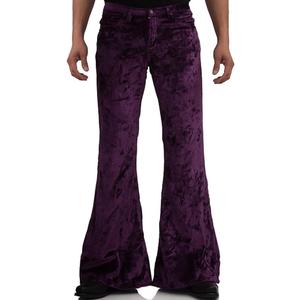 EVEDESIGN Mens Bell Bottom Velvet Pants 60s 70s Disco Outfits for Men Vintage Flared Jeans (XX-Large, Purple)