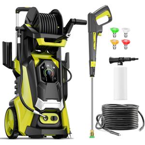 Pressure Washer Power Washer with Touch Screen, 4 Quick Connect Nozzles and Foam Cannon for Cars/Fences/Driveways/Patios/Home Cleaning