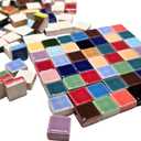 Ceramic Mosaic Tiles for Crafts Bulk, Small Square Porcelain Tiles Embellishment, Gift for Dollhouse Maker, 9.5x9.5mm, 300 pcs