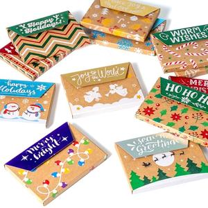 JOYIN 9Pcs Gift Card Boxes Holder for Christmas, Brown Kraft Paper Envelope Boxes for Presents Wrapping, Design Xmas Holiday Birthday Decor, Small Party Favor Money Cash Holder