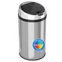 iTouchless 8 Gallon Touchless Sensor Kitchen Trash Can with Odor Control System, Stainless Steel, Round Garbage Bin for Home or Office (Silver 8 Gal Sensor)
