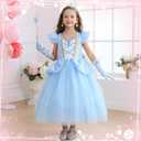 Cinderella Costume for Girls Kids Blue Princess Dress with Accessories Halloween Birthday Party Outfits, 110