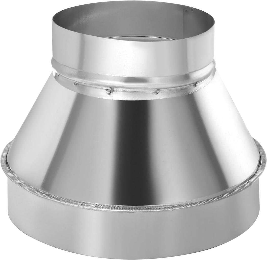 PATIKIL 8 Inch to 5 Inch Round Duct Reducer Increaser Connector, Galvanized Steel Air Duct Adapter Pipe Fitting for Bathroom Kitchen Inline Ventilation Systems, Silver Tone