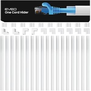 EVEO Cable Hider, 300” Cord Hider, One-Cord Covers for Wires on Wall, Cable Raceway Cord Hider Wall, Cable Cover, Cable Concealer, Wire Covers for Cords - 18x (L17” W0.59 H0.4) - White