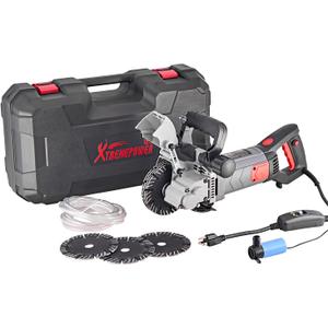 XtremepowerUS 3000W Slotting Machine Wall Chaser Concrete Grooving Cutting Machine Saw Blades Water Pump Sighting w/Case