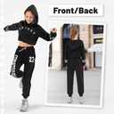 LOLANTA Spring Outfits for Girls 2 Piece Long Sleeve Cropped Hoodie Sweatshirt And Sweatpants Set (Blue, 8-10)