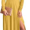ANRABESS Women Deep V Neck Long Sleeve Slit 2025 Fall Elegant Formal Wedding Guest Cocktail Evening Date Prom Maxi Long Dress (Medium, Z-yellow)