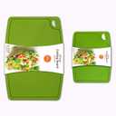 Thick Silicone Cutting Boards for Kitchen Silicone Chopping Boards/Mats Set of 2 Extra Large14.6''x10.43'', Mini 9.1x7.1 Non-slip Deep Drip Juice Groove, Dishwasher Safe-Green