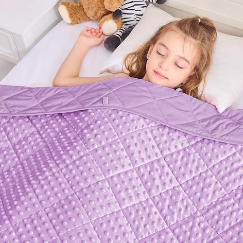 yescool Weighted Blanket 5 Pounds, Blanket Gifts for Boys and Girls, Small Weighted Throw Blankets Washable Heavy Blankets, Winter Weighted Comforter for 40-70lbs, 36 * 48in, Light Purple