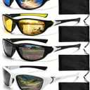 4 Pairs Polarized Cycling Glasses Sports Sunglasses For Men Women | UV 400 Protection Anti Glare Wind And Sand Control For Cycling Baseball Driving Hiking Motorcycle Golf Fishing