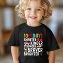 100 Days of School Shirt Kids  Boys Girls Toddler Happy 100th Day of School T-Shirt, Kindergarten 100 Day,3T-7T (Black)