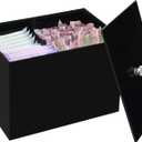 Tampon Holder for Bathroom, Shark Week Tampon Storage, Acrylic bathroom organizer with Lid, Feminine Pads Organizer Box with Removable Divider, Black