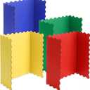 Mooliwe 4 Pack 24" x 16" Trifold Poster Board Neon Colors Corrugated Scalloped 3 Fold Small Display Boards Foldable Business Paper Board for Presentation Science Fairs Event School Projects