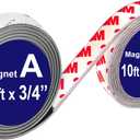 Paired A+B 3/4 inch Magnets Tapes 10FT, a b Magnetic Strips Match to Use with Strong Adhesive Backing, Flexible Magnetic Strips for DIY Craftings -2Pack
