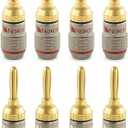 Nakamichi FanLock Excel Series 24k Gold Plated Banana Plug 10 AWG - 18 AWG Gauge Size 4mm for Speakers Amplifier Hi-Fi Stereo Home Theatre Radio Audio Wire Cable Quick Connector, 8 Pcs (4-Pairs)