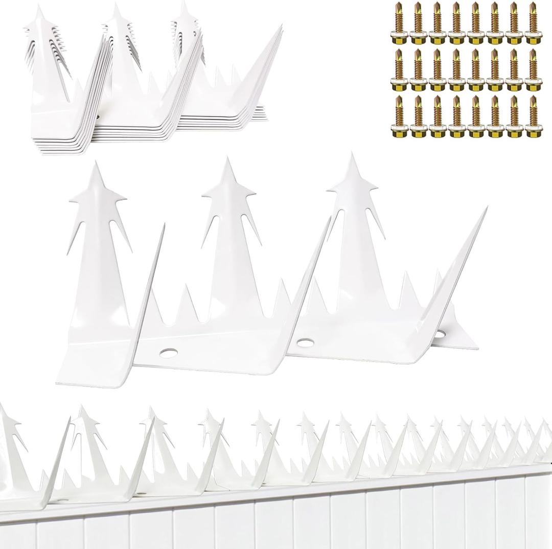 Heavy Duty Metal Fence Spikes-Anti Climb Security Spikes for Fence and Wall-Intruder and Animal Deterrent (White, 74 inches)