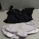 B2prity Women's Athletic Tankini Swimsuits Two Piece Adjustable Button-Up Bathing Suit Full Coverage High Waisted Swimwear, XL, Black, Stripe