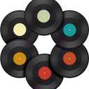 Facmogu 6 Pack 12in Blank Vinyl Record Decor, Fake Vintage Record for Indie Wall Aesthetic Room Decor, 70s 80s 90s Rock & Roll Music Party Decor, Retro Records for Home Living Room, Craft Display Decoration (Multi - 01)